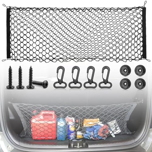 RED WOLF Envelope Style Cargo Net for 2006-2022 Ford Focus Escape Explorer Expedition Ranger Trunk Bed Grocery Net Elastic Mesh Organizer SUV Rear Tailgate Netting 43.3" x 15.7"
