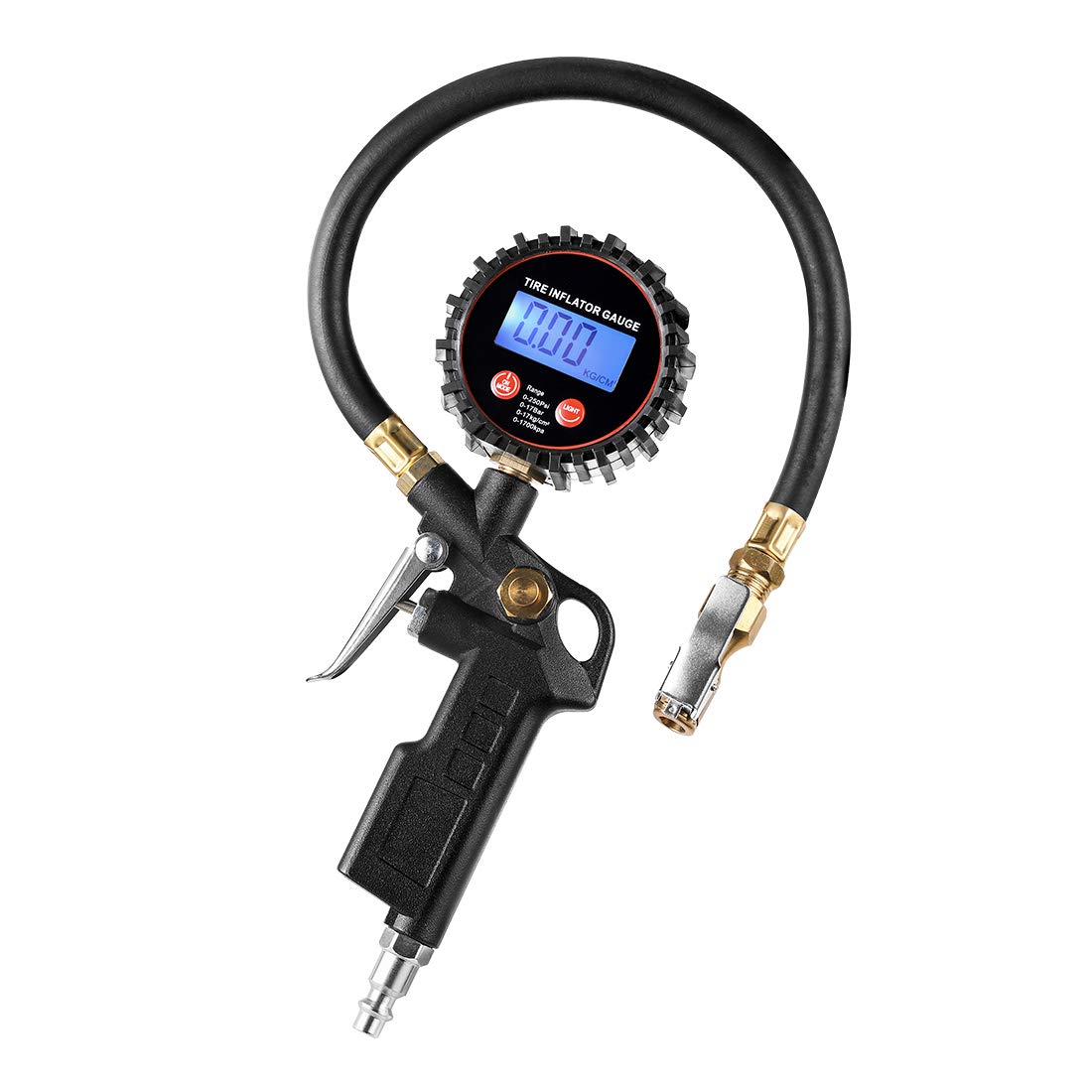CZC AUTO Digital Tire Inflator Pressure Gauge, LED Display-250PSI, 4 Ranges