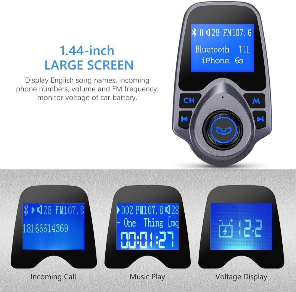 T11 Wireless Bluetooth FM Transmitter Handsfree Car Kit MP3 Player Wireless Bluetooth Adapter with Dual USB Port Car Kit