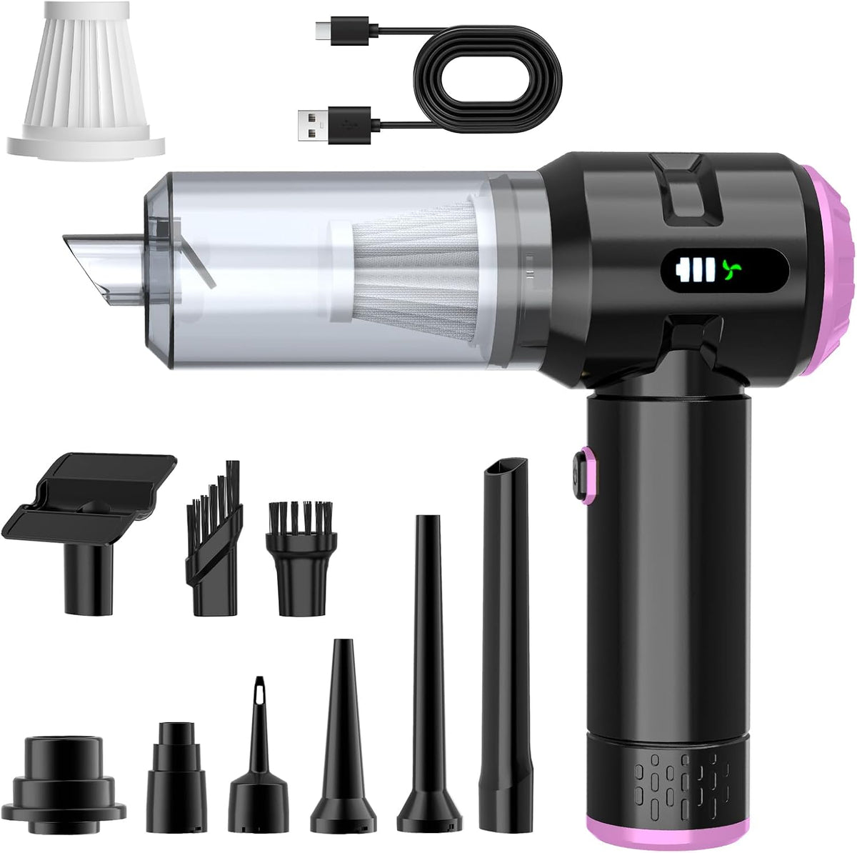 Wansimoo Handheld Car Vacuum Cleaner,25000PA Strong Cyclonic Suction Car Vacuum Portable Cordless with Digital Display Mini Vacuum for Car, Home, Office, Kitchen (Purple)