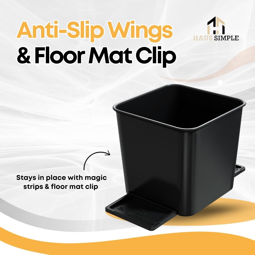 Car Trash Can with Stability Wings – Leakproof Portable Garbage Bin for Fabric & Rubber Mats – Compact Durable Plastic Auto Organizer for Cars, SUVs, Trucks (Black, Small)