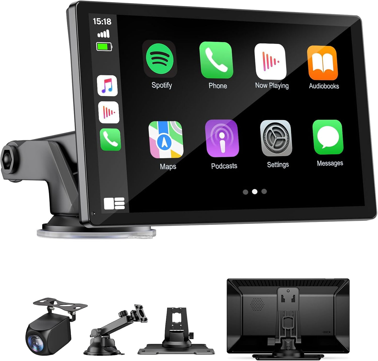 9" Wireless Apple Carplay Screen for Car, Portable Touchscreen Apple Carplay & Android Auto with OTA Update, Backup Camera,FM, Voice Control/GPS Navigation/Mirror Link/BT