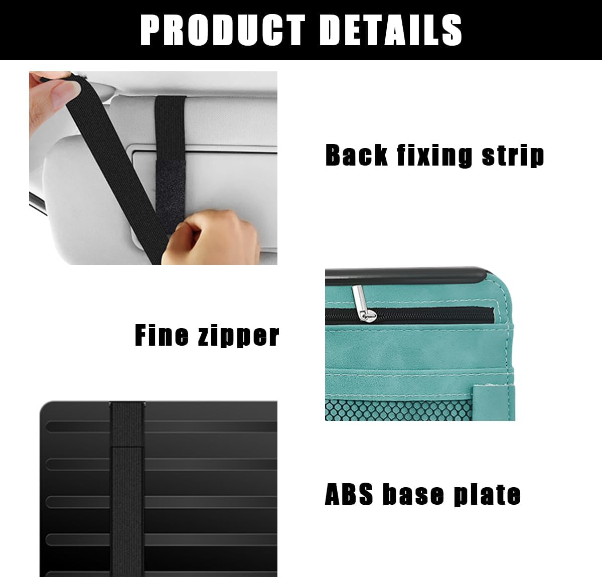 Yourkar Car Sun Visor Organizer, Soft Leather Surface Eyeglasses Note Card Holder Car Storage Bag, Scratch-Resistant Waterproof Auto Sunshade Organizer Bag, Car Accessories (Blue)