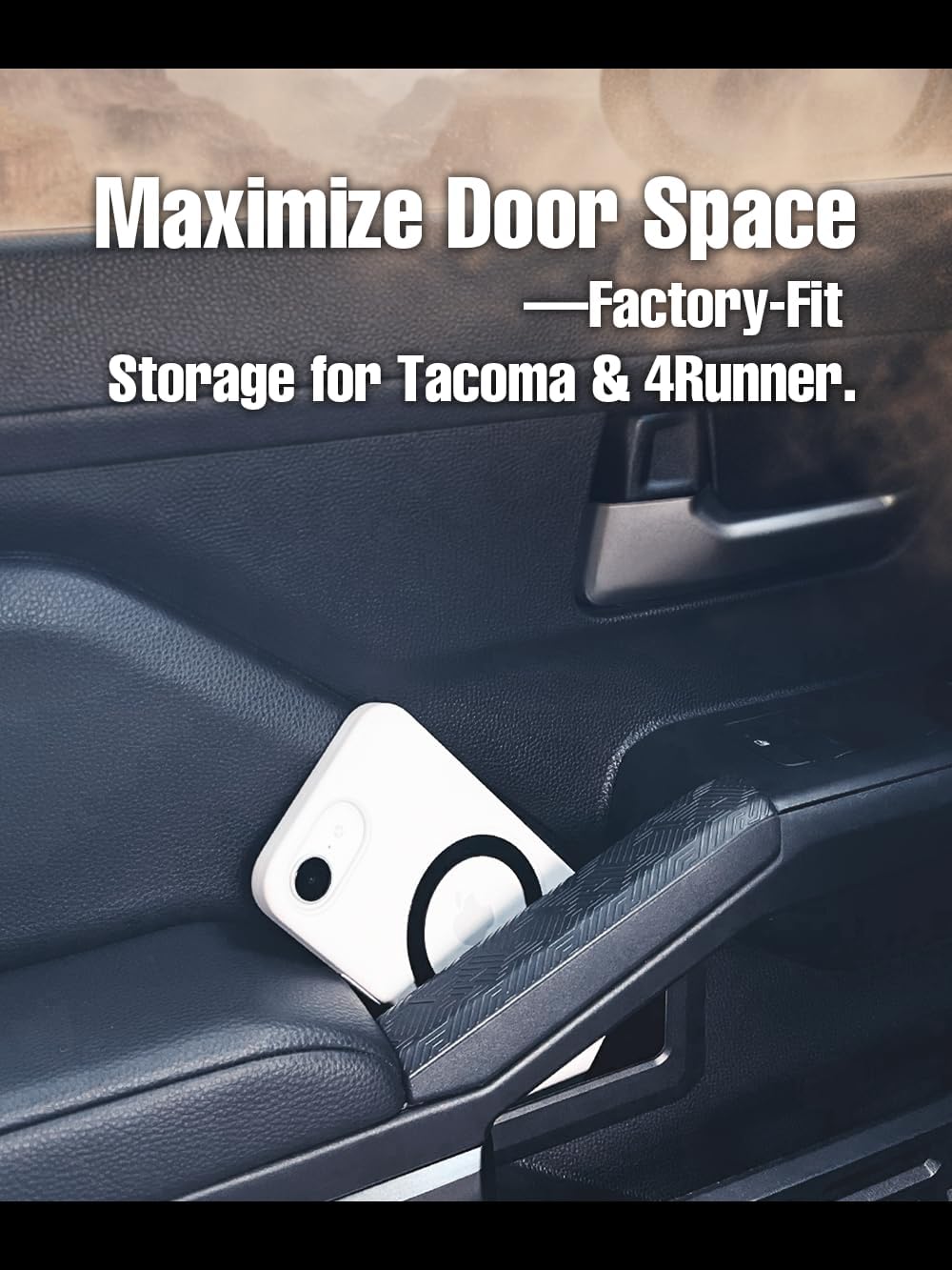 AZUTO Door Side Storage Organizer for TACOMA & 4RUNNER, Black Interior Accessories Compatible with Toyota Tacoma（N400, 2024+ model year）, 4Runner (N500, 2025+ model year Models