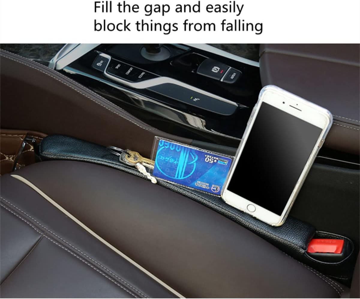 Tumecos Car Seat Gap Filler Pad PU Leather Console Side Pocket Organizer with One Cup Holder for Cellphone Wallet Coin Key 2 Pcs (Black+Red Surface)