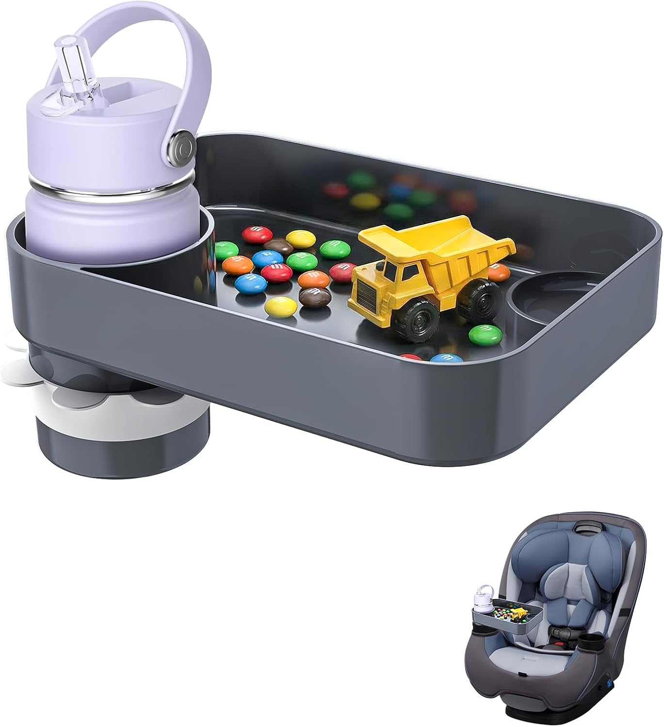 Car Seat Snack Tray for Kids Toddler Travel,Cup Holder Expander for Car,Toddler Travel & Road Trip Accessory for Mess-Free Snacking in The Car (Pink)