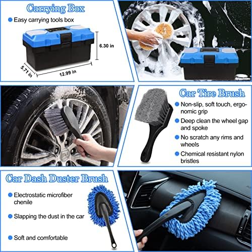 TTRCB 27Pcs Car Detailing Kit, Car Cleaning Kit, Car Detailing Brush Set, Drill Brush Set, Car Detailing Brushes, Car Wash Kit, Car Accessories, Car Cleaning Supplies for Interior, Exterior, Wheels