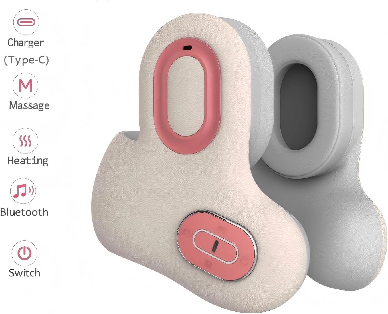 Travel Neck Pillow Noise Cancel Heat Vibration Bluetooth Music | Neck Support with Heating Vibration & Built-in Bluetooth Speaker Portable for Plane Car Travel Built-in Audio for Daily Rest