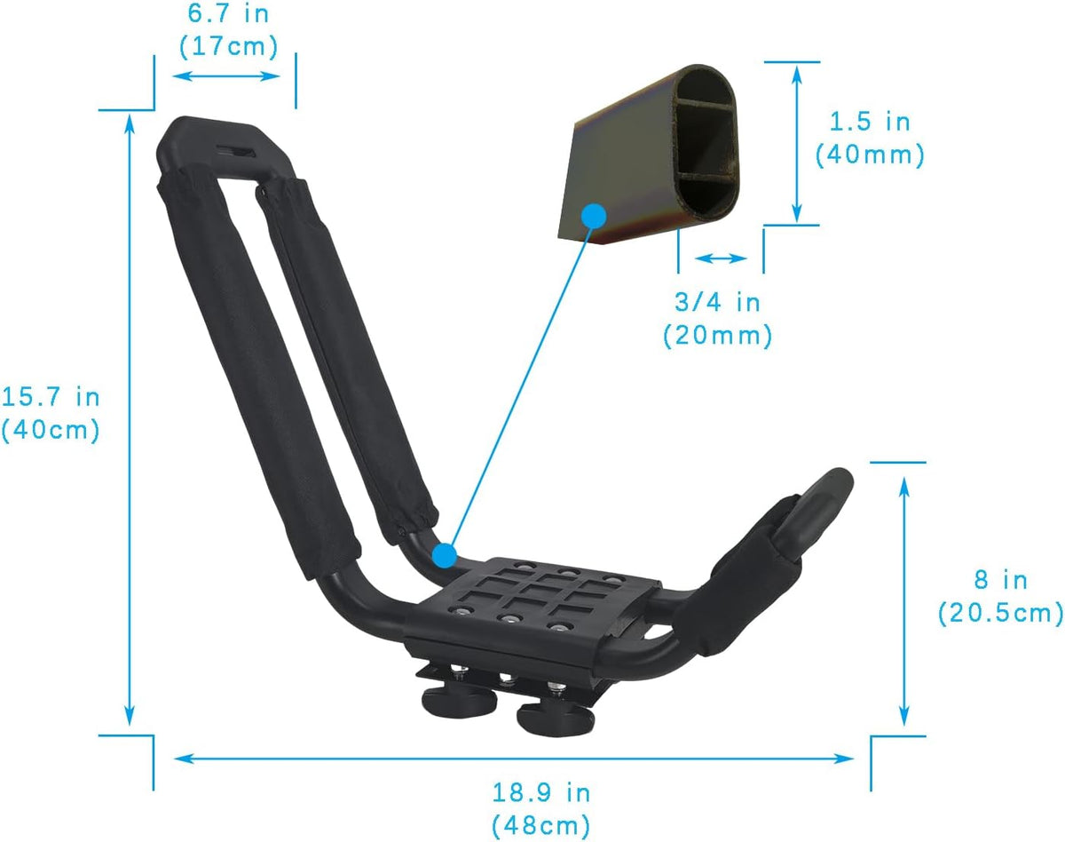 Kayak Roof Rack - Low Noise Elliptical Aluminum, Universal | For Cars/SUVs, Holds Kayaks, Canoes, SUPs, 100Lb Capacity