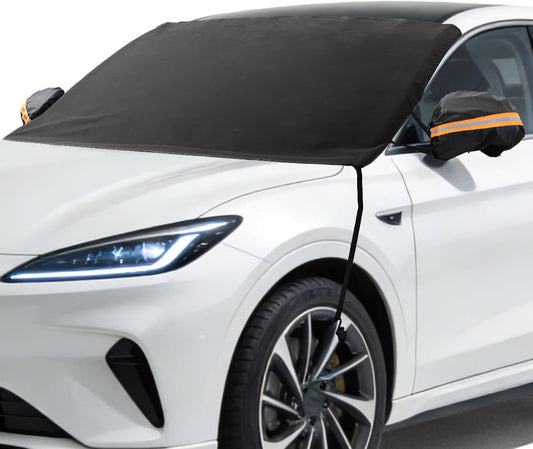 AggAuto Car Windshield Cover for Ice and Snow - 75x46in 600D Oxford Cloth, Anti-Theft & Reflective Side Mirror Covers, All-Season Sun/Snow Protection for Cars & SUVs