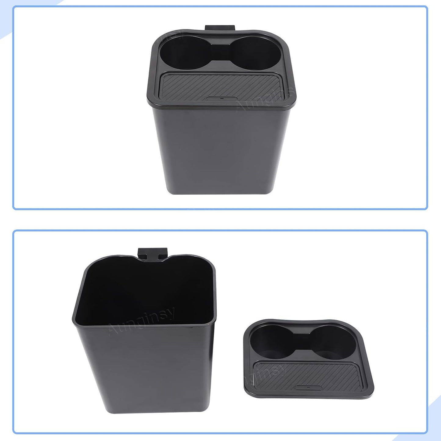 Aunginsy Rear Seat Trash Can Compatible with Ford Maverick 2022-2026, Multi-Function Trash Can with Cup Holder Trash Bin Extra Rear Storage Box Insert Organizer Tray Removable FITS Slot Accessories