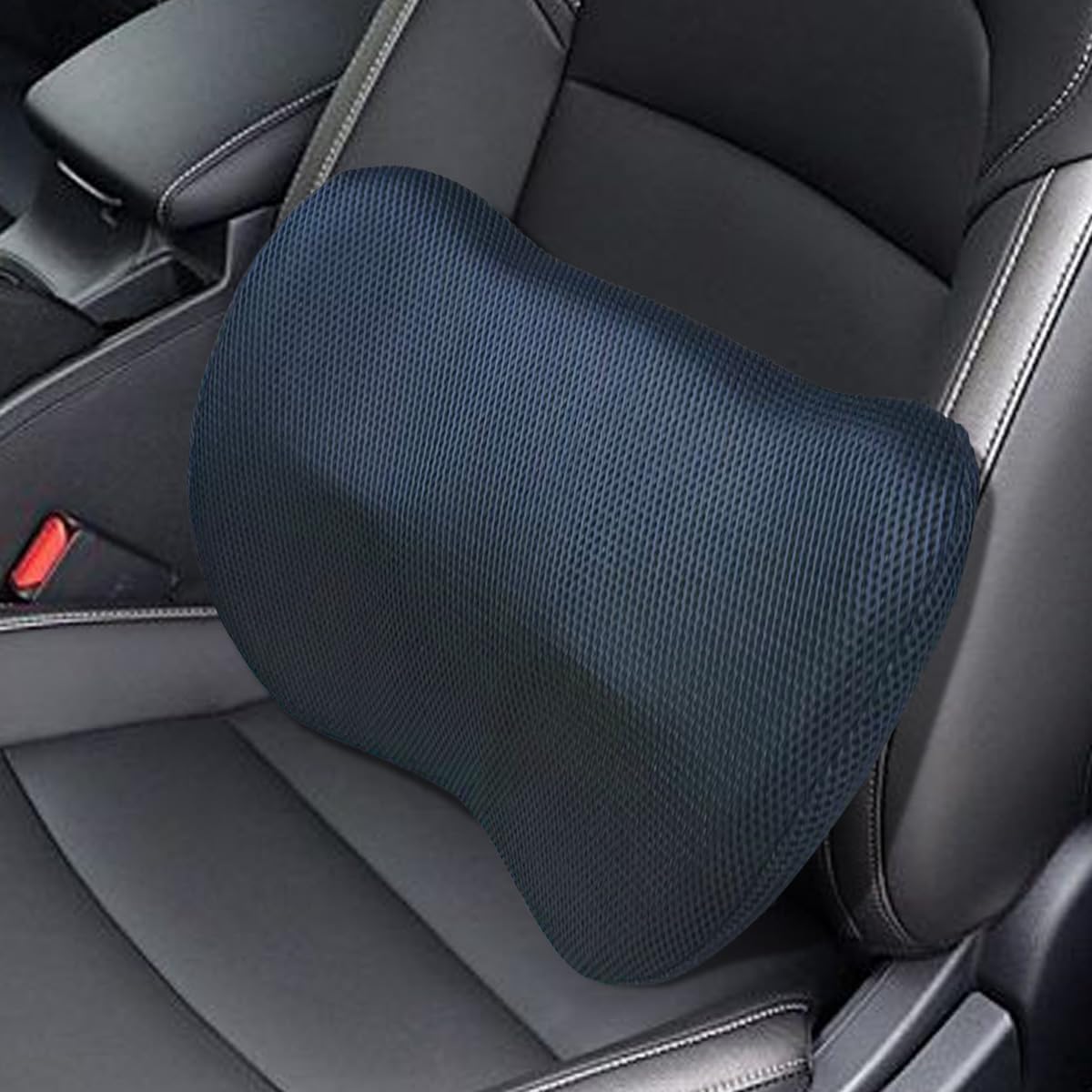 Car Lumbar Support Pillow, Breathable Memory Foam Car Seat Back Cushion for Comfortable Driving, Universal Auto Interior Rest Pillow for Home, Office, Wheelchair (Gray)