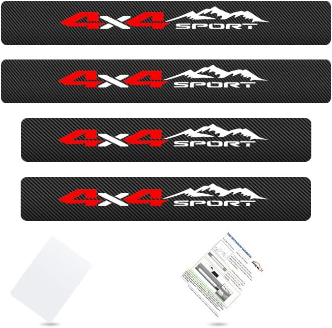 Door Entry Guard Sill Protector Compatible with 2016-2023 Tacoma Double Cab Accessories Threshold Protection 4x4 Sport Decal Stickers Carbon Fiber Style Leather 4 Pack