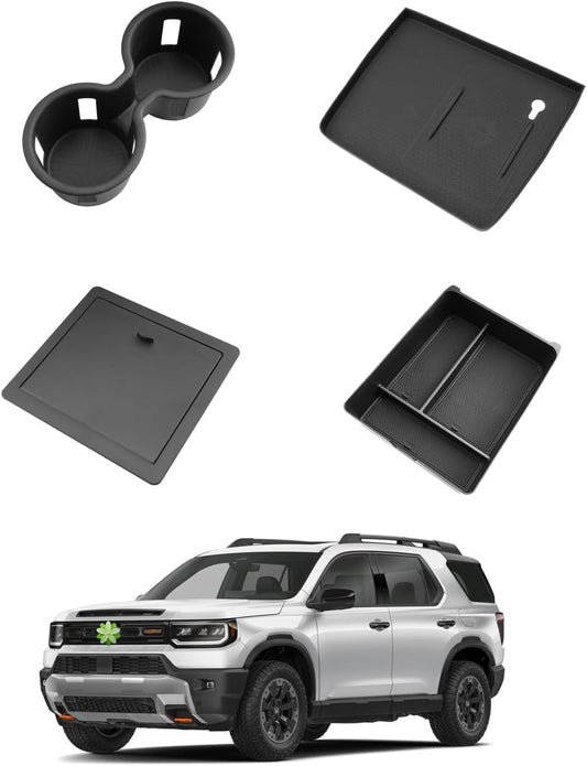 (4PCS) 2026 Passport Center Console Organizer,for Honda Passport 2026 Accessories (Armrest Privacy+Center+Cup Holder+Wireless Mats) Compatible with 2026 Honda Passport TrailSport/TrailSport Elite/RTL