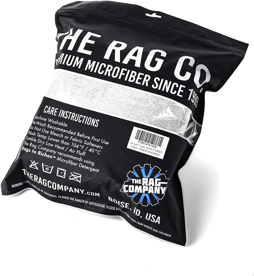 The Rag Company Eagle Edgeless 500 Detailing Towel, 16x16 in, 4-Pack
