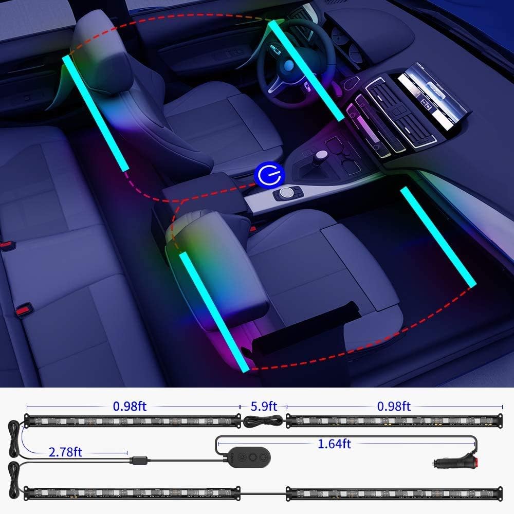 Govee Car Lights, RGBIC, Smart Interior Car Lights, APP&Remote Control | 72 LED Lights, for Decor, DIY Mode and Multiple Scene Options, 2 Lines Design