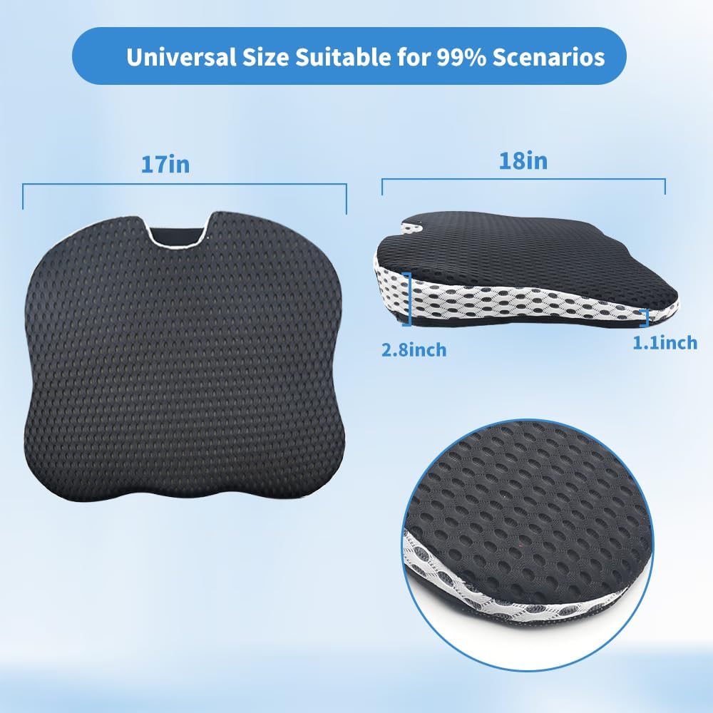 Car Seat Cushion for Long Driving Memory Foam Wedge Cushion for Back Pain & Tailbone Pain Relief Non Slip & Ergonomic Car Seat Pillow Pad, Universal Fit for Most Car Truck Office Chair & Wheelchair