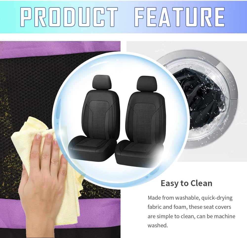 4PCS Cooling Car Seat Covers,Breathable Front Seat Covers with Mesh Construction and Foam Padding,Car Seat Protector to Reduce Back Sweating,Universal Car Interior for Car SUV (Pink)