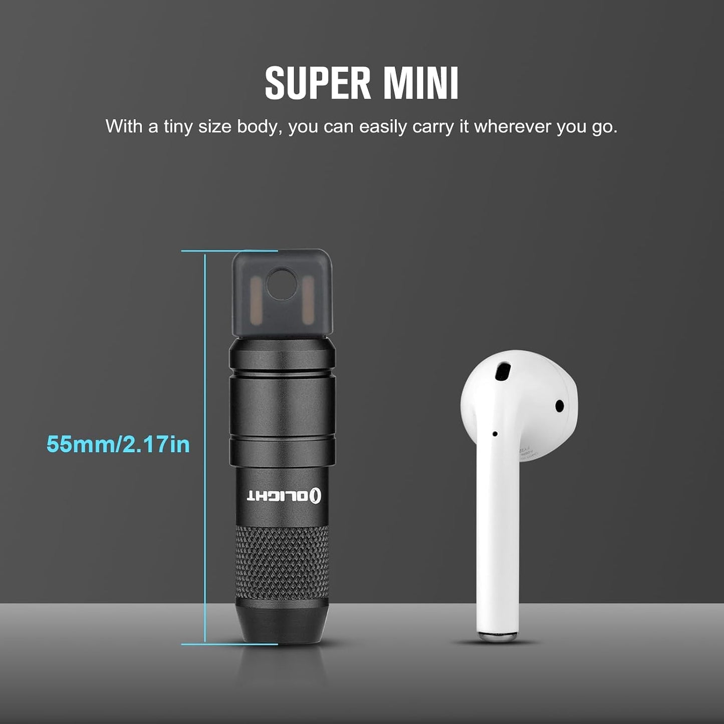 OLIGHT 2 Pack IMINI 2 EDC Rechargeable Keychain Flashlight, 50 Lumens Compact and Portable Mini LED Keyring Lights with Built-in Battery Ideal for Everyday Carry and Emergencies（Black+Dream Blue）