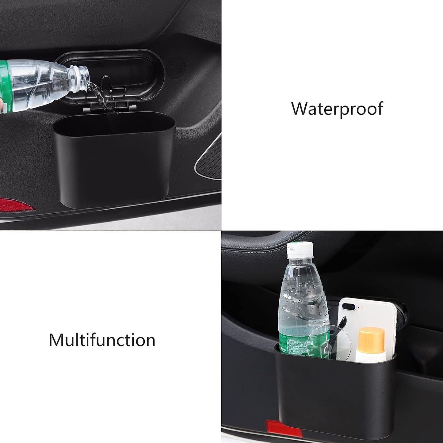 Car Trash Can Bin with Lid - 2 Packs Universal Black Vehicle Mini Leakproof Garbage Can Bin with 40pcs Trash Bags Car Organizers and Storage for Front Back Seat Accessories for Auto Office Home