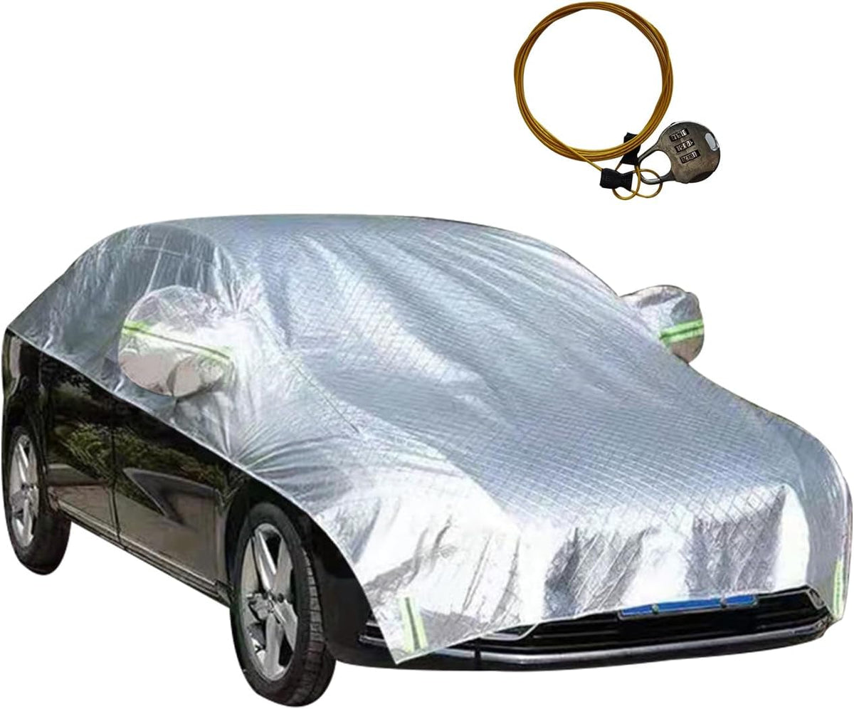 Waterproof & All-Season Half Car Cover,Full Coverage Protection for Windshields & Windows, Car Cover for Snow,Ice,Rain,Shading,Fit for Luxury Sedan.