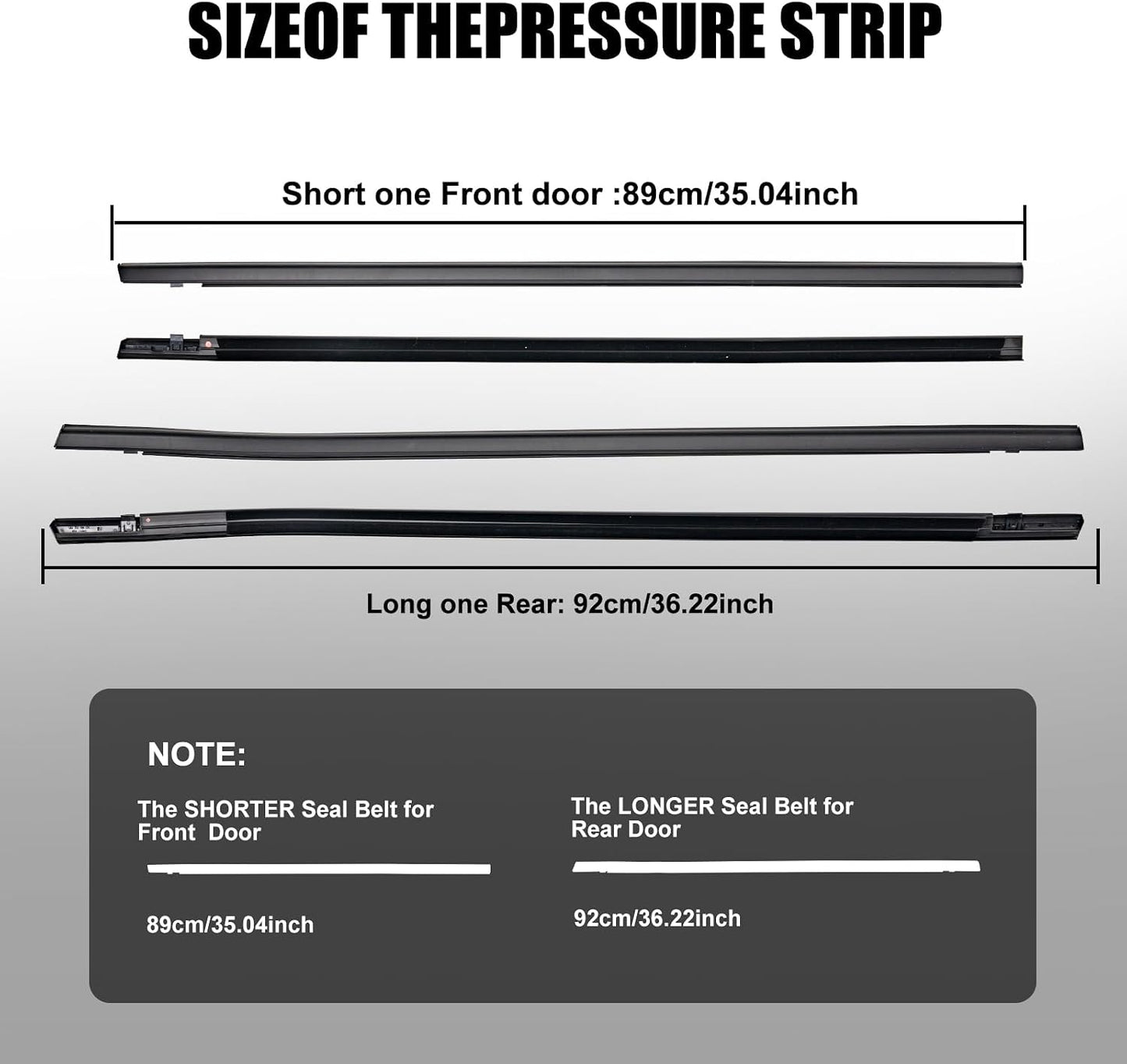 Window Molding Trim Seal for Honda Civic 2016-2021 Accessories, Outer Door Black Rubber Weather Stripping Belt, Replacement 72450-TEA-T01 (4PCS)