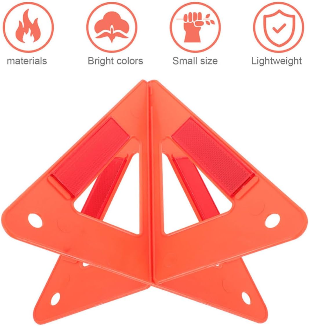 Uonlytech 4pcs Portable Red Warning Triangle for Roadside Emergency Use, Multi-Functional Plastic Safety Triangle Reflector, Vehicle Safety Kit for Increased Road Visibility and Accident