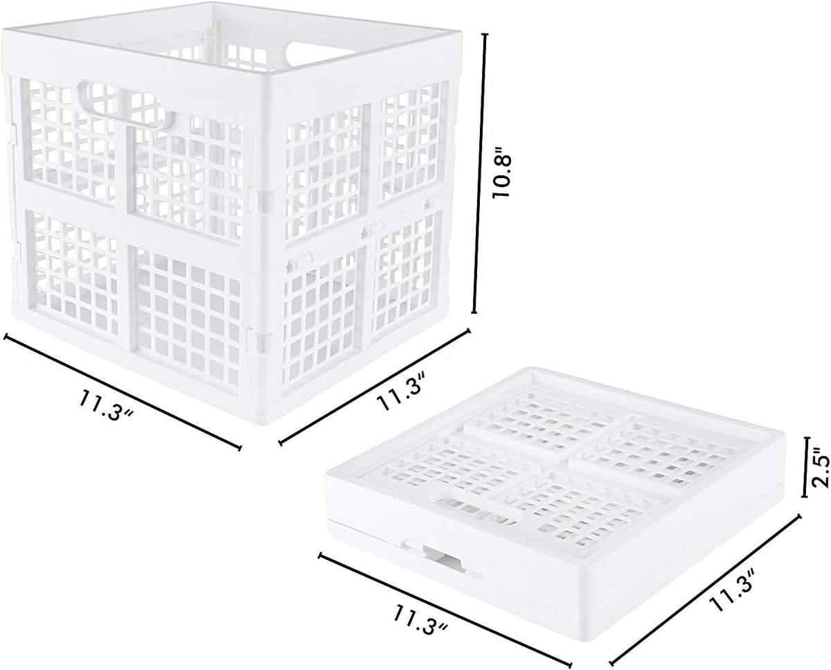 Eslite 3-Pack Collapsible Plastic Storage Crates,Foldable Crates for Storage,16L (White)