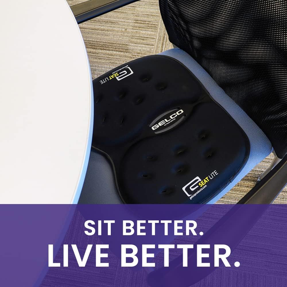 G Seat LITE Travel Gel Foam Cushion | Back Pain, Sciatica, Pressure Relief | Relieves Tailbone Discomfort, Promote Healthy Posture | Ergonomic Comfort | Car, Commute, Airplane and Travel - Gray