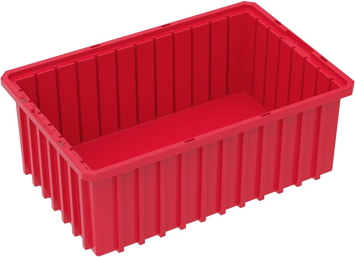 Akro-Mils 33166 Akro-Grid Plastic Slotted Dividable Modu Box Stackable Grid Storage Tote Container, (16-1/2-Inch L x 10-7/8-Inch W x 6-Inch H), (8 Pack), Blue (33166BLUE)