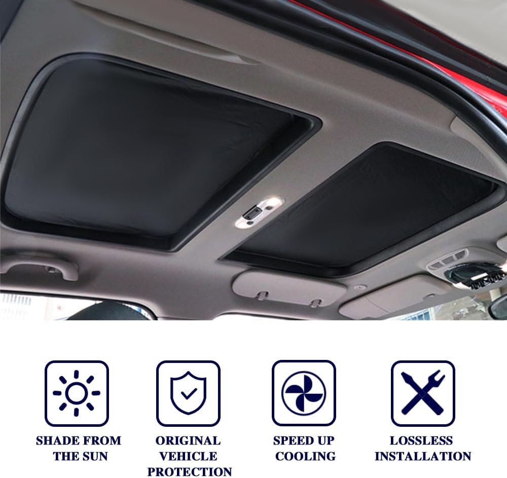2PCS Car Sunroof Sunshade, Car Roof Cover, Foldable UV Reflector Reflective Covers Block UV Rays Glare, Car Interior Accessories Fit for Mini Cooper, Clubman & Countryman R56 (Black)