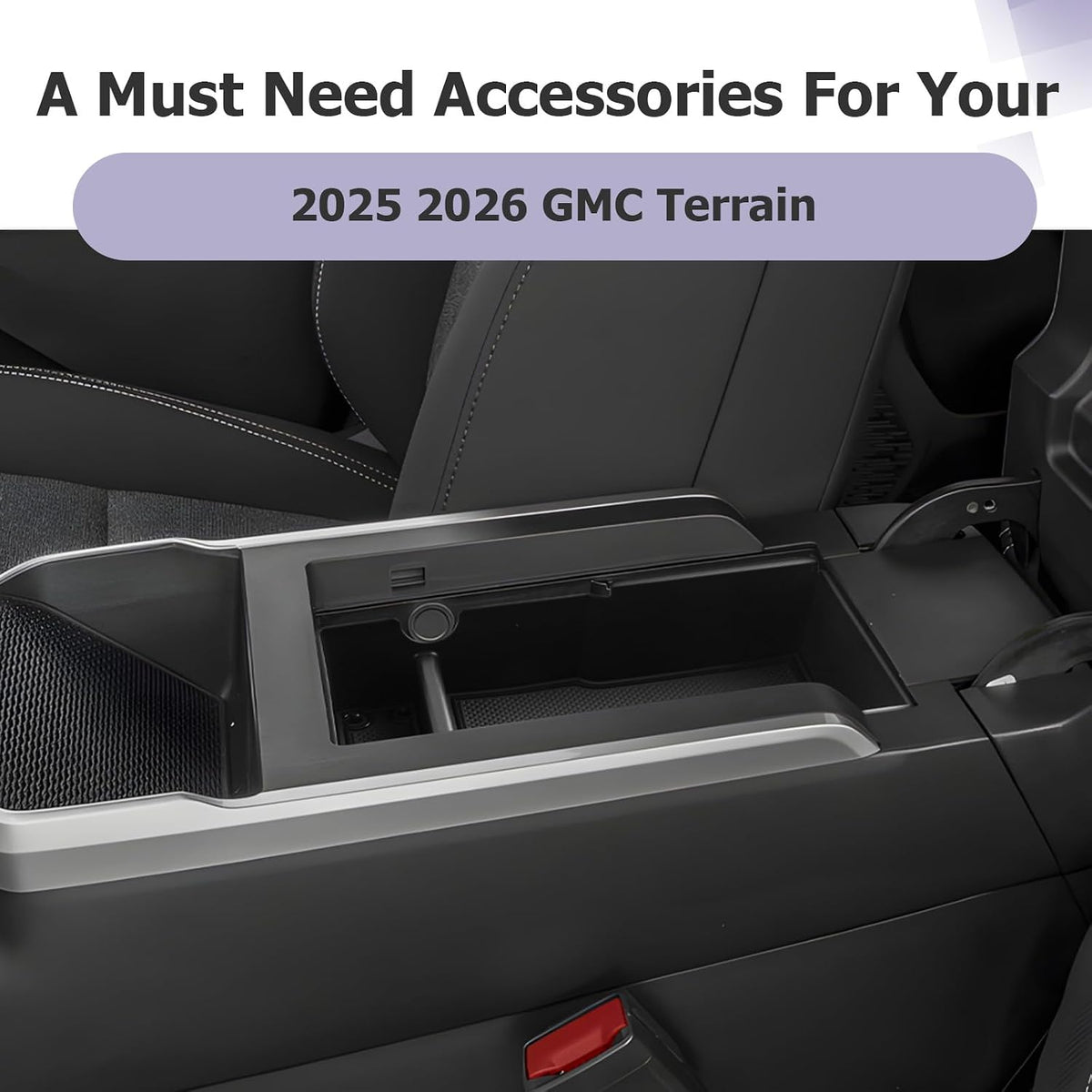 LUWU Center Console Organizer for 2025 2026 GMC Terrain (Elevation/AT4/Denali) Accessories Armrest Storage Box Tray Organizer Insert Tray ABS Material GMC Terrain 2025 2026 Accessories