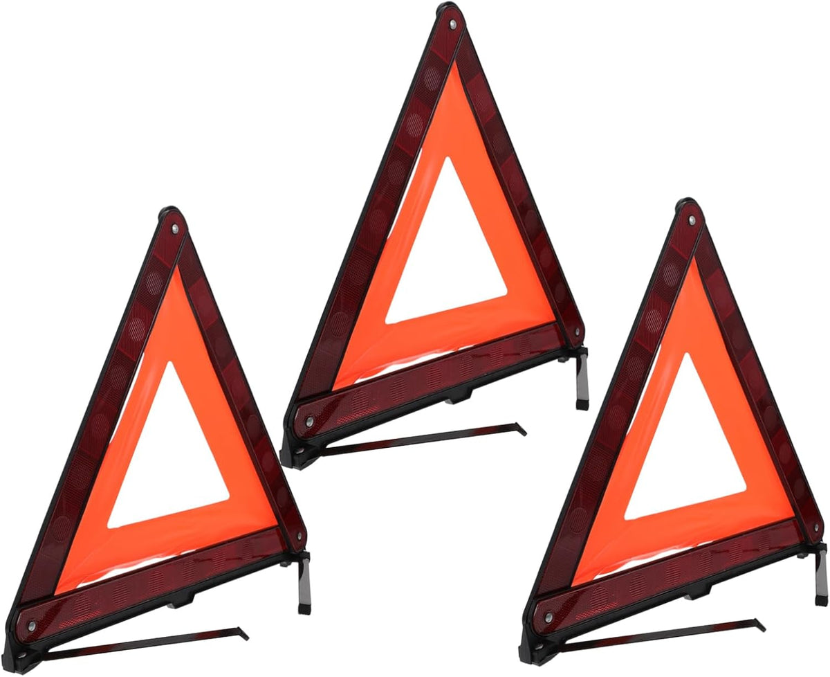 Alipis Triangle Warning Sign 3 Piece Pack Roadside Car Emergency Red