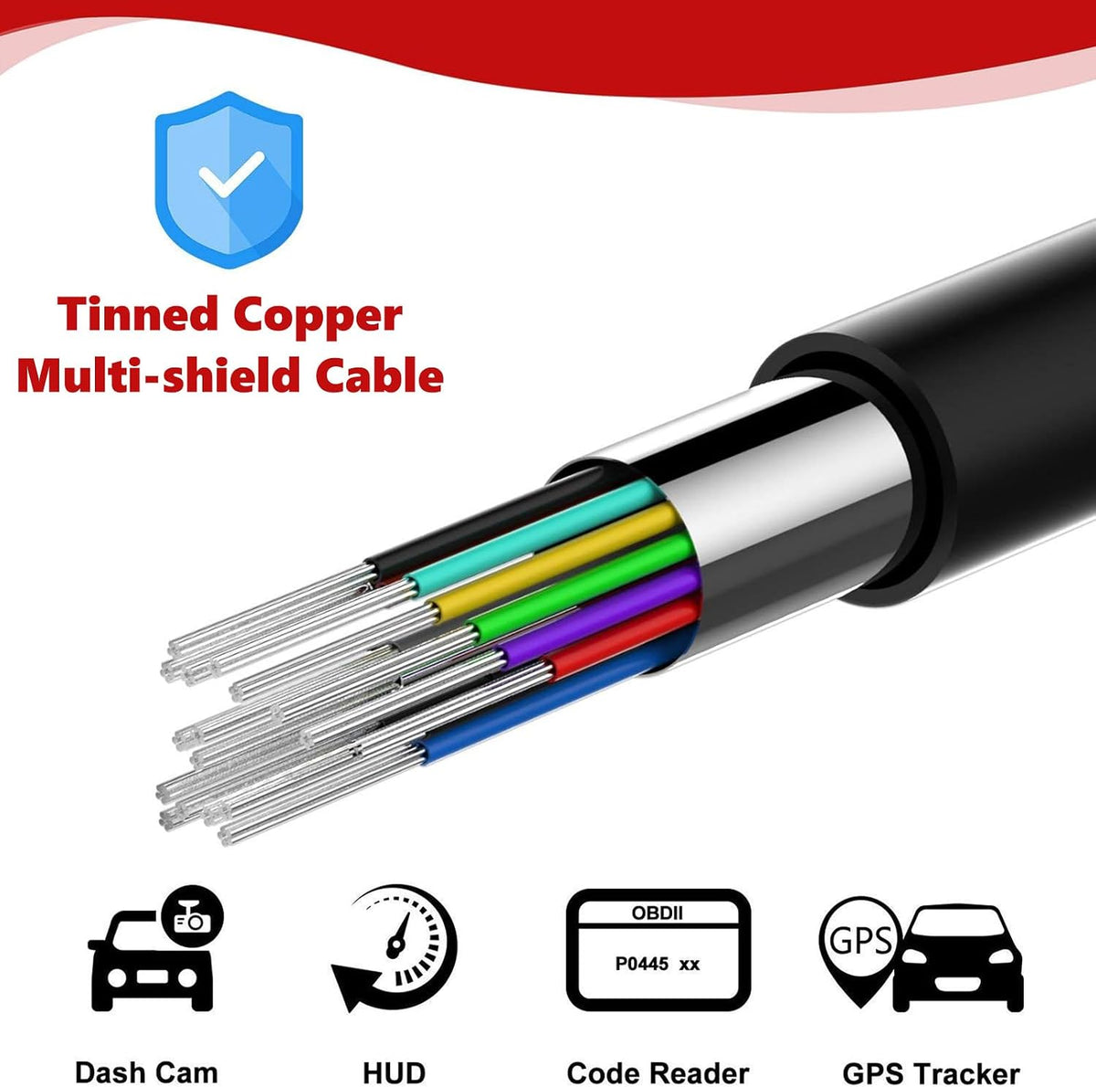 JUTA OBD2 Extension Cable Ultra-Long 16ft/5m 16-Pin OBD-II Male to Female Extension Cord OBDII Diagnostic Extender Adapter - 16ft/5m