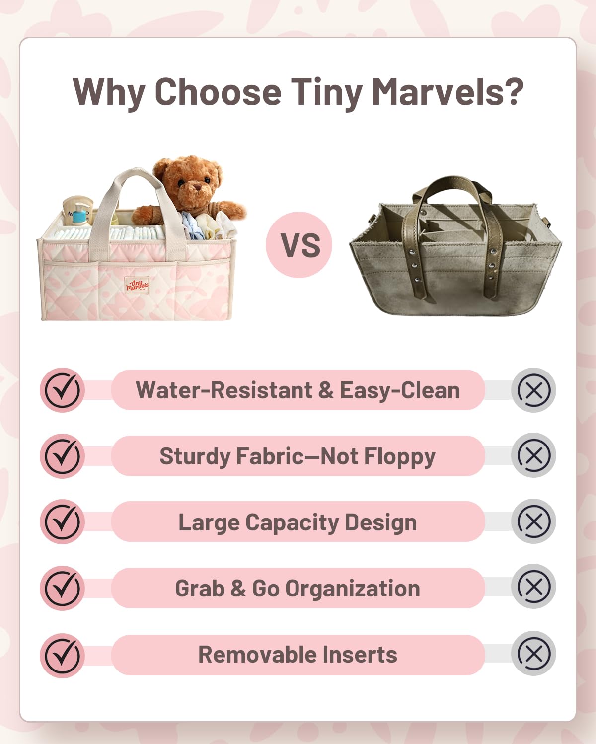 Baby Diaper Caddy Organizer – Nursery Storage Basket with Portable Handle & Removable Divider, Stylish Diaper Caddy for Changing Table, Couch, Car, Newborn Essentials Registry Search Must Haves