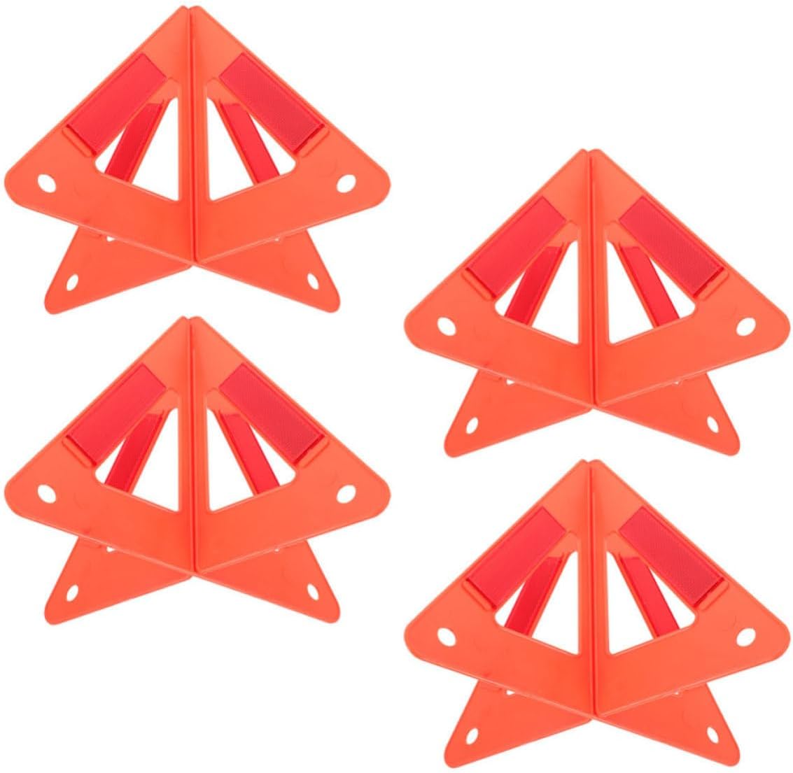 4pcs Reflective Warning Triangle for Roadside Emergency Plastic