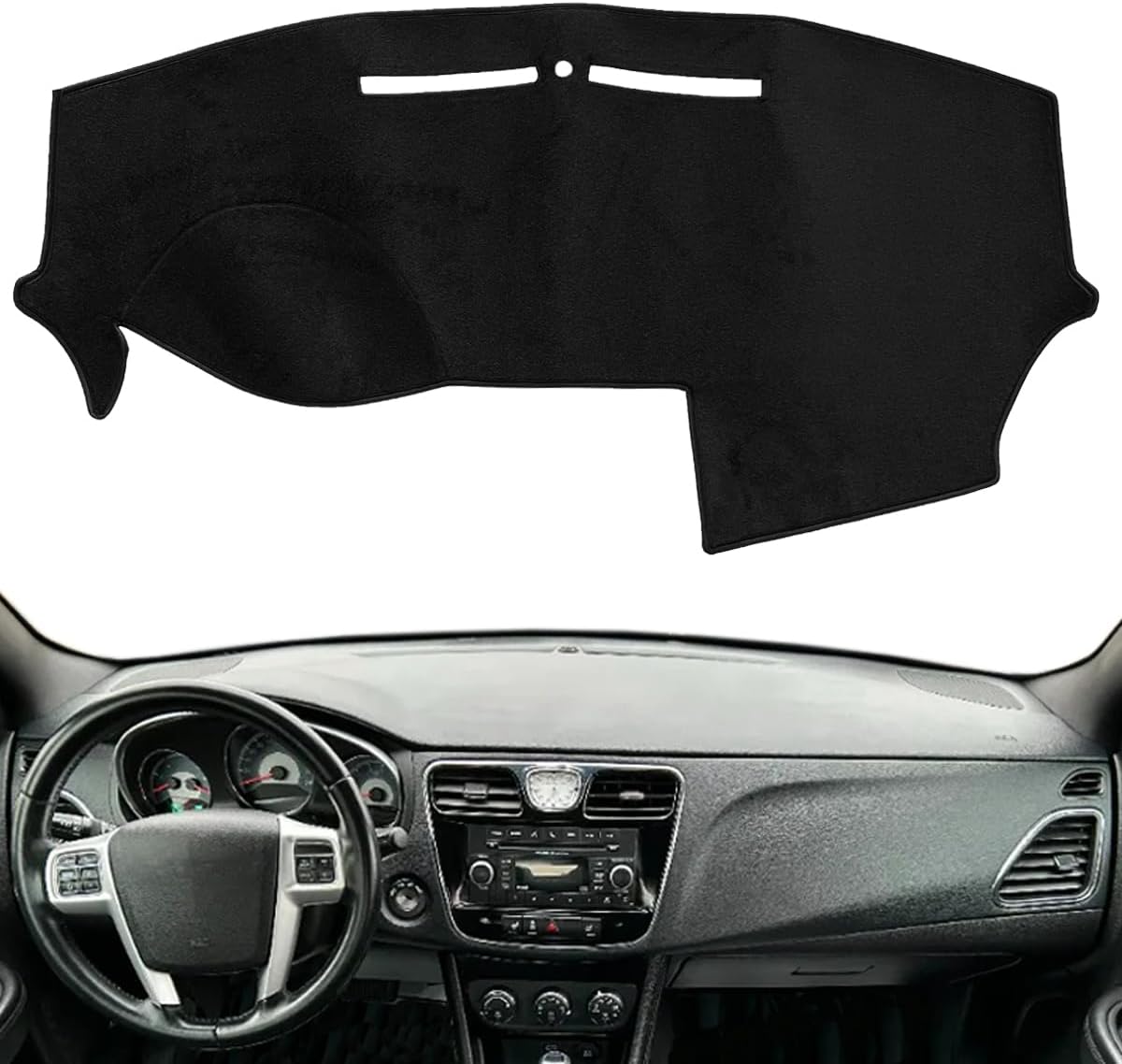 Dash Cover Mat Custom Fit for Chrysler 200 (Black) F177