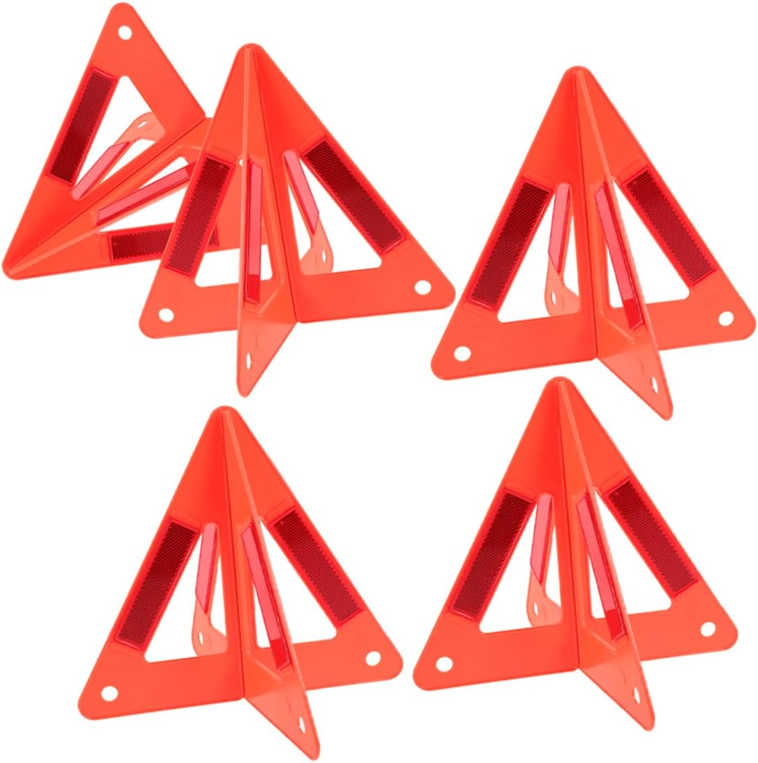 5pcs Foldable Reflective Safety Triangle for Vehicle Roadside Alerts