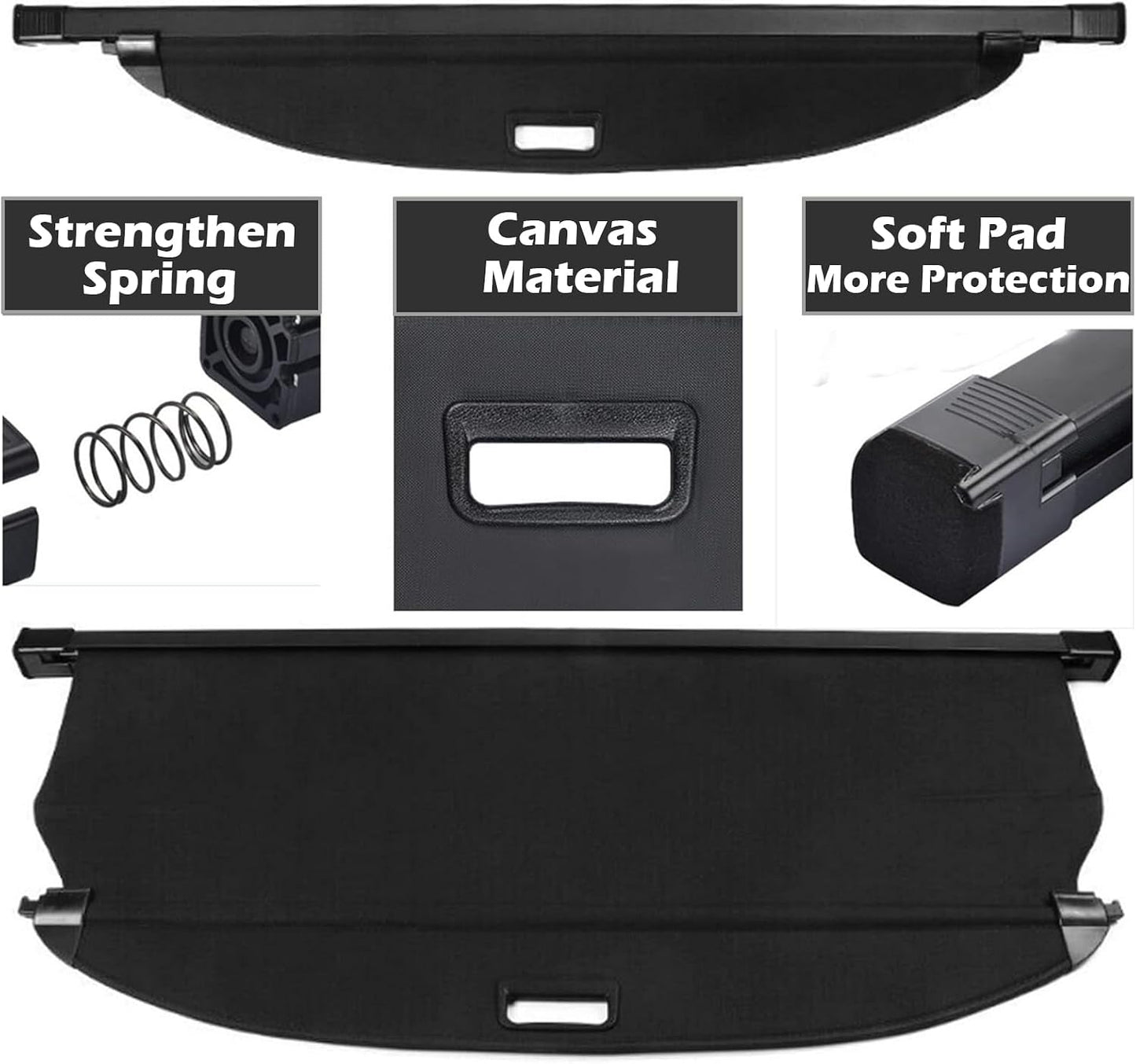 Cargo Cover for Hyundai Tucson 2020 2021Accessories 2016 2017 2018 2019(Canvas),Retractable Trunk Cover Organizer Security Shielding Shade Tonneau Cover for Hyundai Tucson Accessories