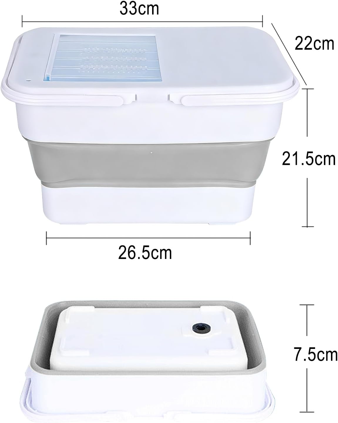 Collapsible Bucket,13 L Foldable Fish Bucket with Lockable Lid,Multifunctional Container for Live Fishing Lure,Collapsible Washing up Bowlfor Home & Car (Grey)