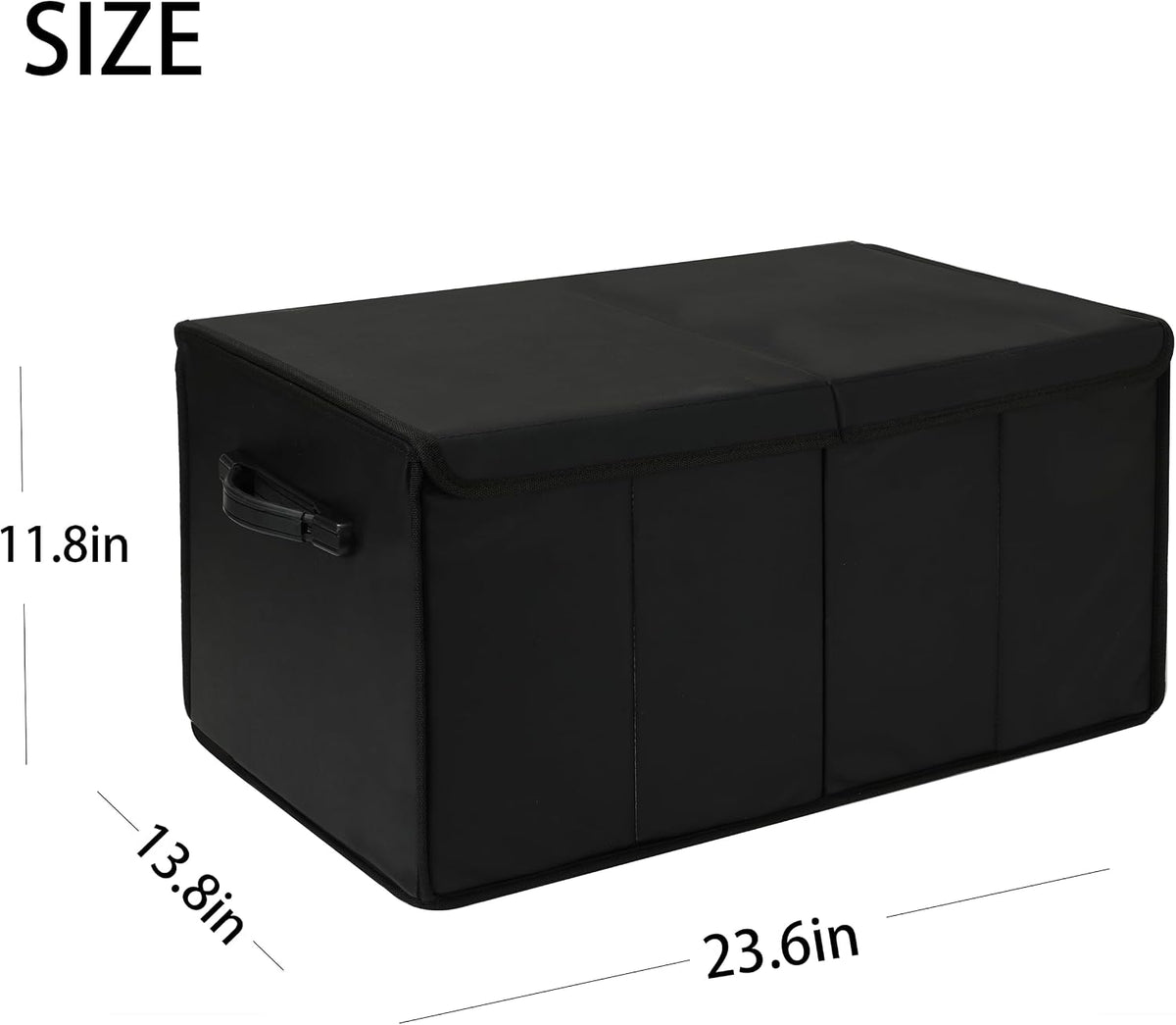AOKJOY Car Trunk Organizer with Lid, Large, Black, Leather, Foldable, for SUV, Truck, Sedan, 24x12x14 Inches, 3 Compartments