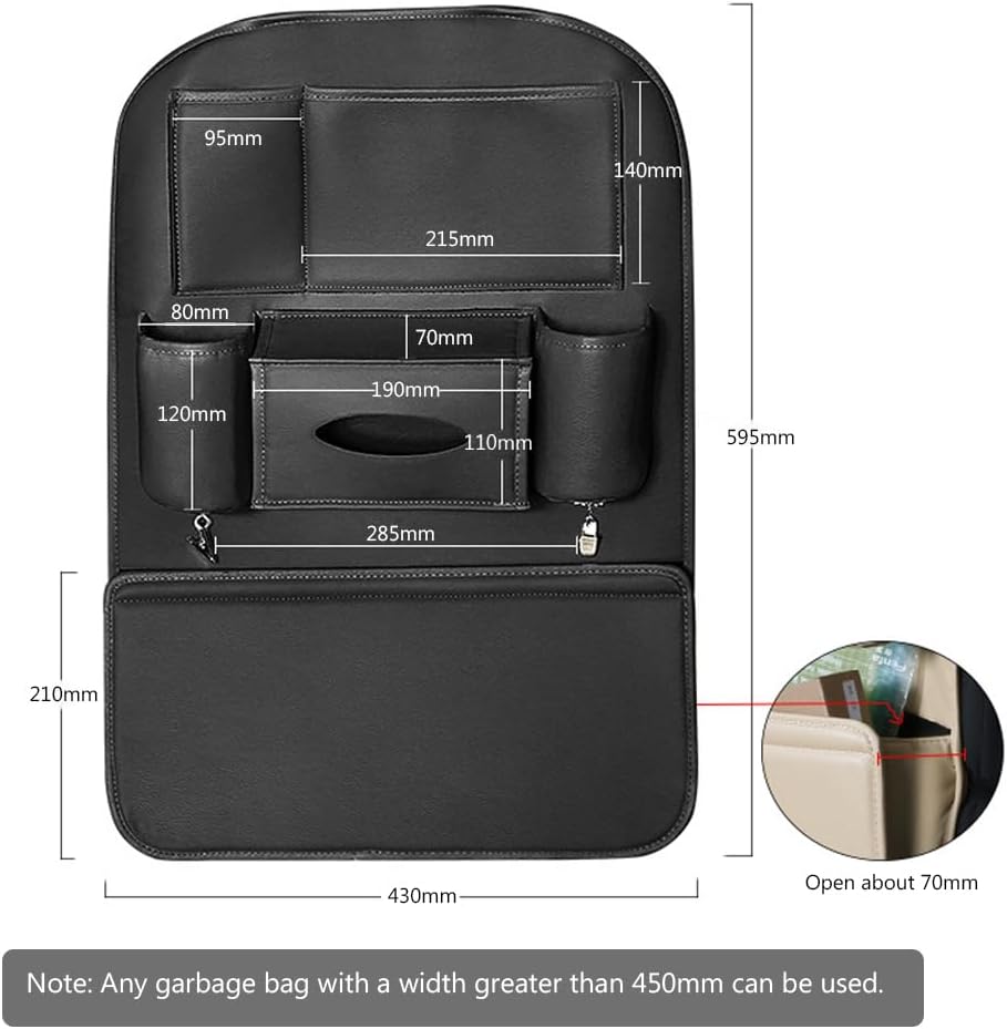 1PCS Car Backseat Organizer Seat Back Protectors Kick Mats, PU Leather Car Storage Organizer Hanging Bag with Car Tissue Holder Kids Toys Storage Car Accessories (Brown)