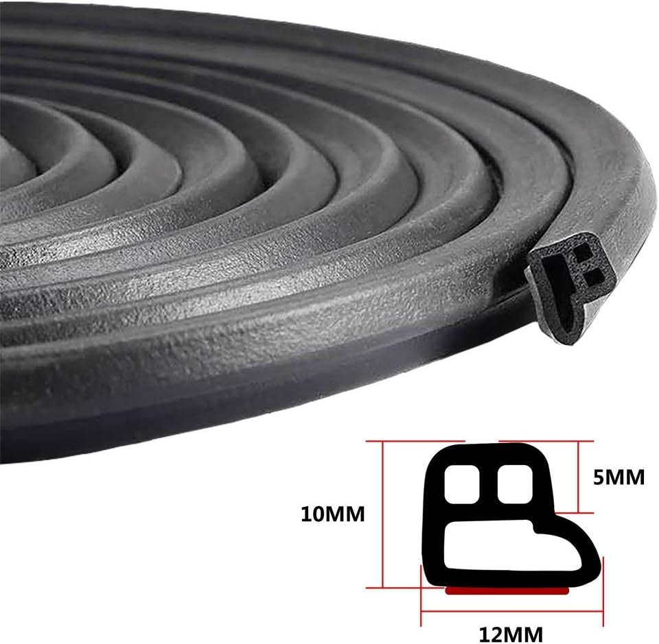 Universal Car Weather Stripping, Self-Adhesive Auto Door Rubber Seal Strip, Engine & Window Noise Insulation (47/100" x 2/5" x 33 Feet)