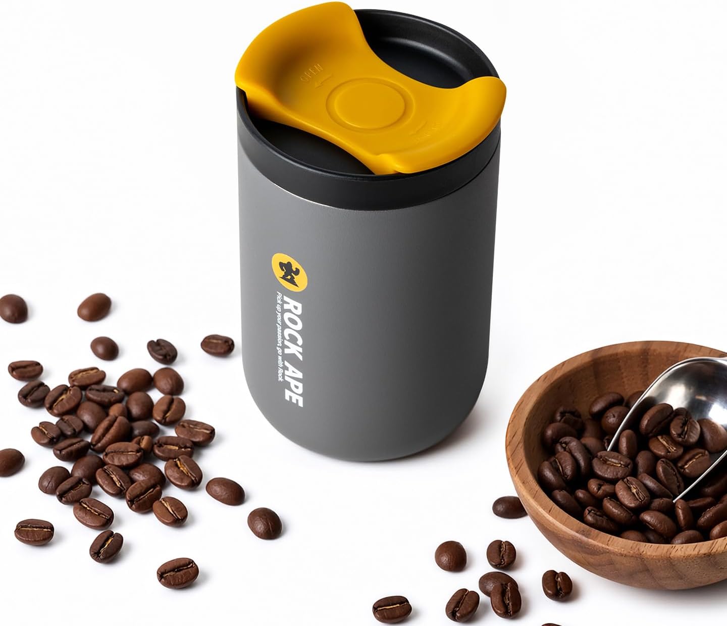 ROCK APE 8oz Small Insulated Espresso Cups with Lid, 316 Medical Grade Stainless Steel Travel Coffee Mug, Fits Under Espresso Machine, Portable Vacuum Tumbler, Leakproof