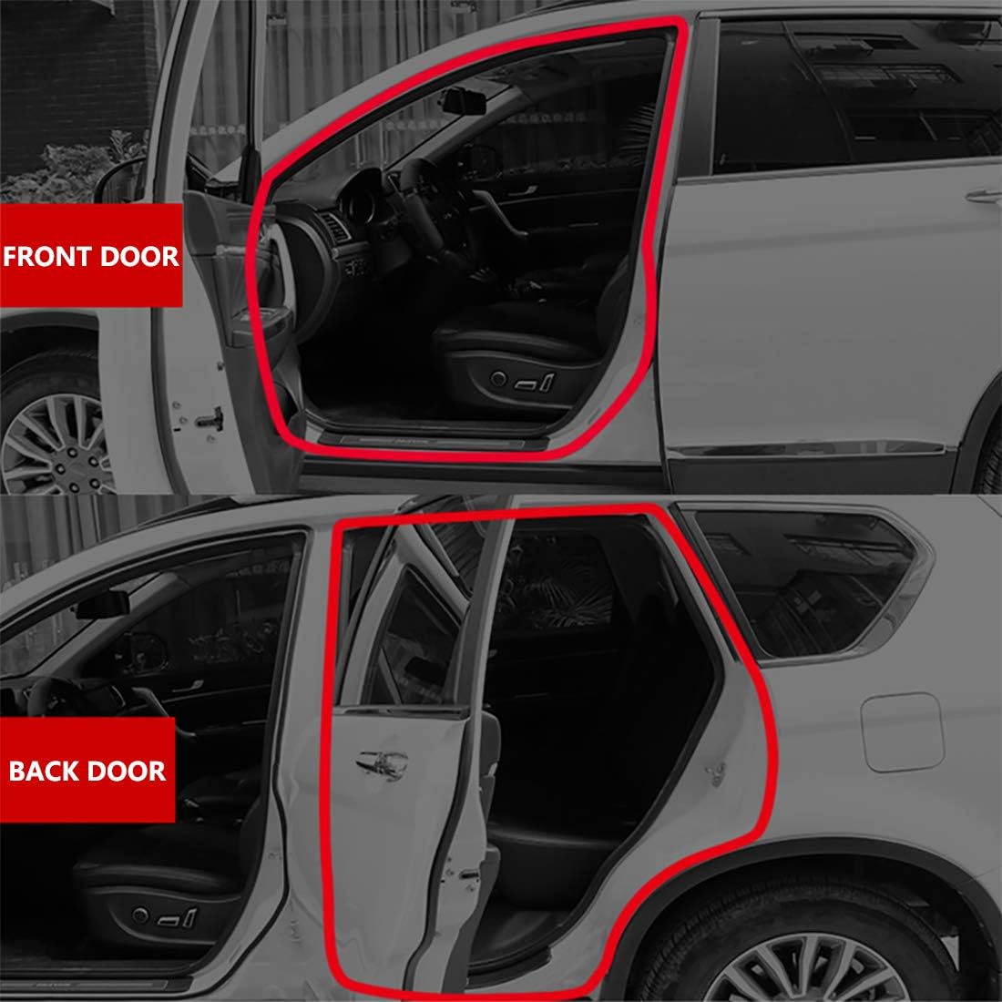Universal Car Weather Stripping, Self-Adhesive Auto Door Rubber Seal Strip, Engine & Window Noise Insulation (47/100" x 2/5" x 33 Feet)