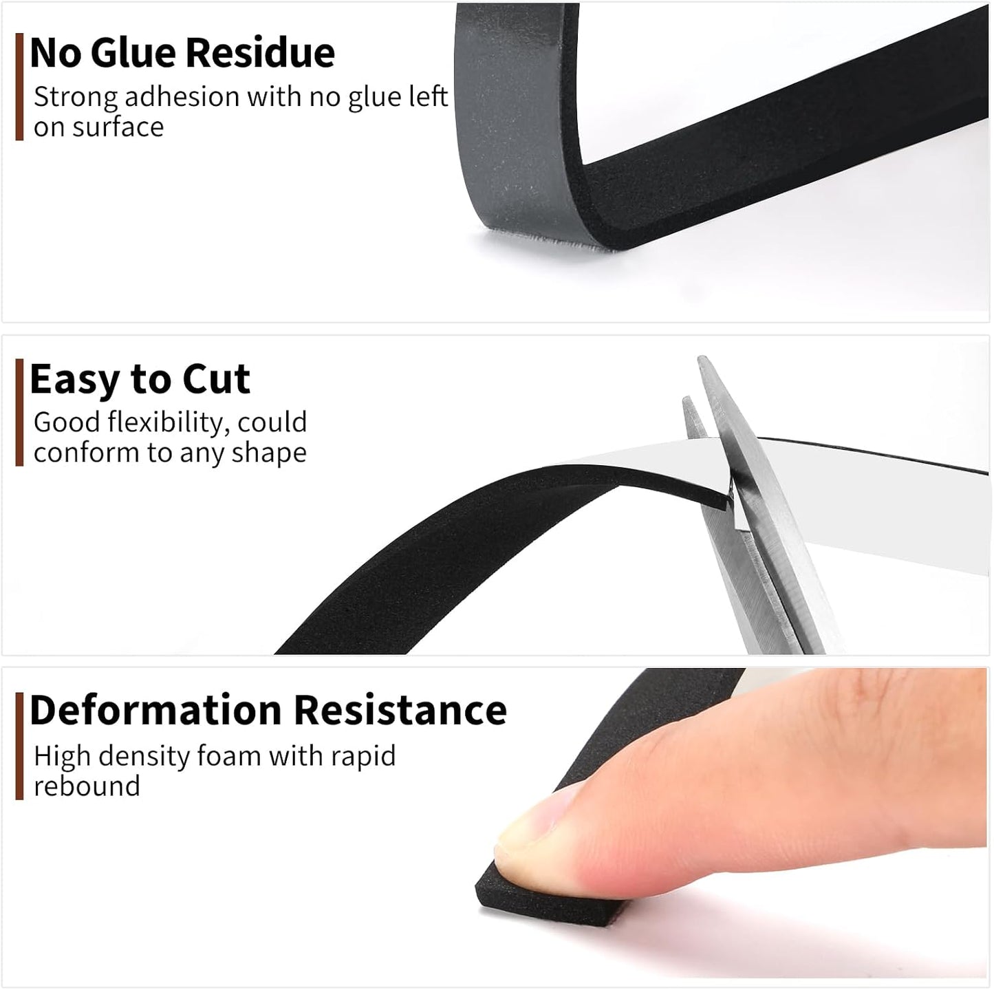 Yotache High Density Foam Tape Neoprene Weather Stripping 1/2" x1/16 for Door Insulation, Soundproofing, Rattle, Total 33 Feet Long