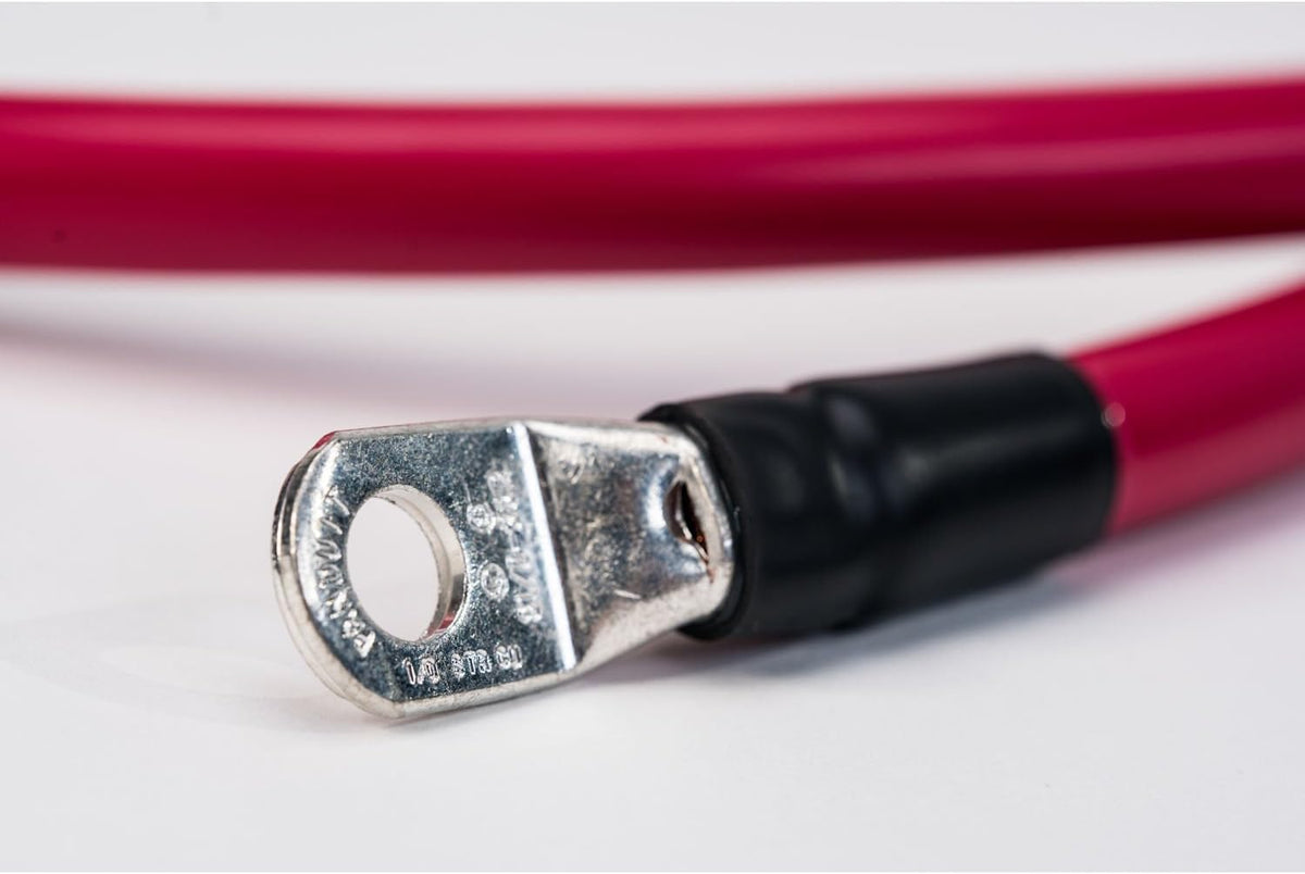 Preassembled 4 AWG 2 Foot Alligator Clamp Battery Cable Set with 5/16" Ring Terminal by Spartan Power Made in the USA