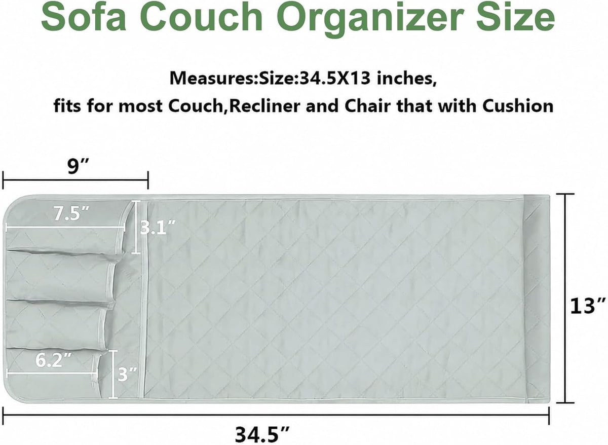 Armchair Caddy for Recliner, Non Slip Sofa Arm Organizer,Light Gray