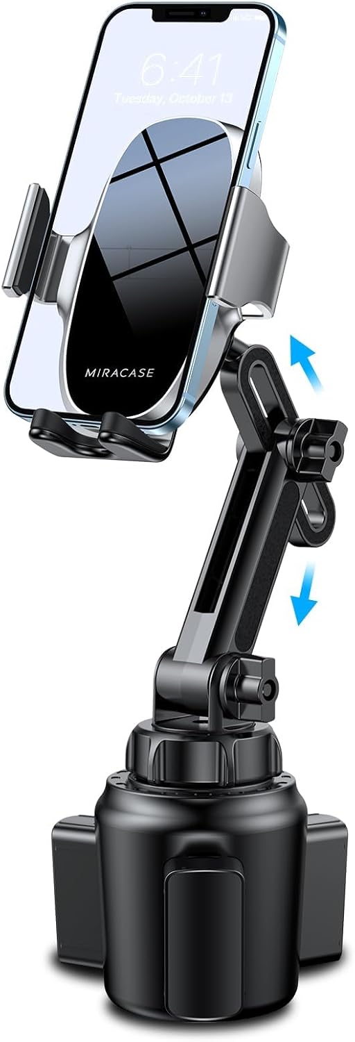 Miracase [Upgraded Version] Cup Phone Holder for Car, Universal Adjustable Long Neck Car Phone Mount Cradle Friendly Compatible with iPhone Samsung Google and All 4.0-7.0 inches Smartphones