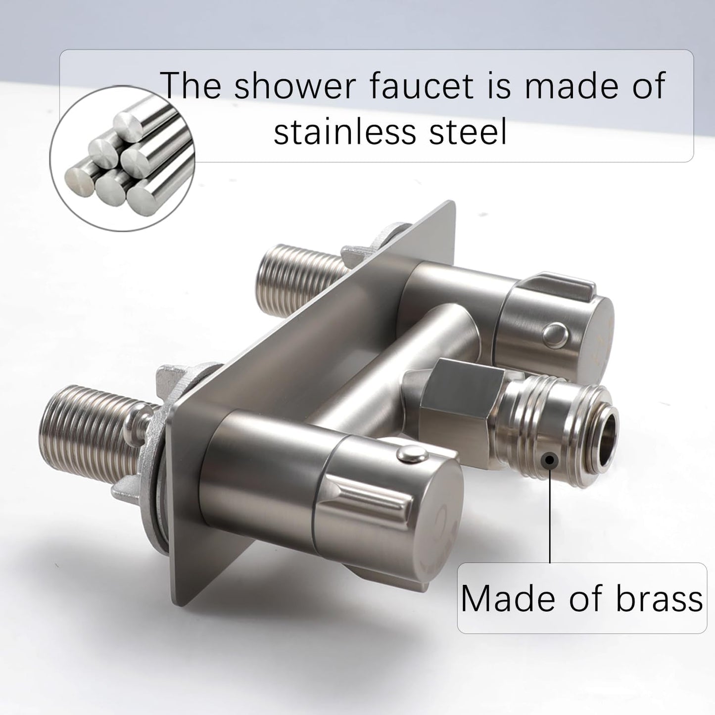 All Metal RV Exterior Quick Connect Faucet,4"RV Shower Faucet Replacement,RV Outside Shower Valve Kit,Camper Shower Faucet Valve with Quick Connect(Brushed Nickel)